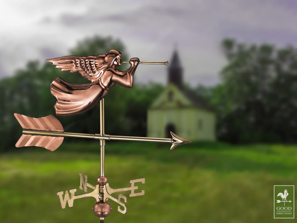 image 1 of Cottage Angel Copper Weathervane - H60 x W53 x L28 cm