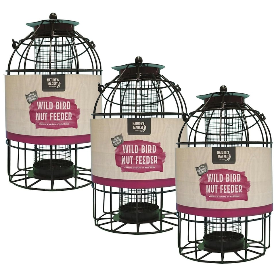 image 1 of Wild Bird Metal Hanging Nut Feeder Cage Perfect For Attracting Birds Weather Safe