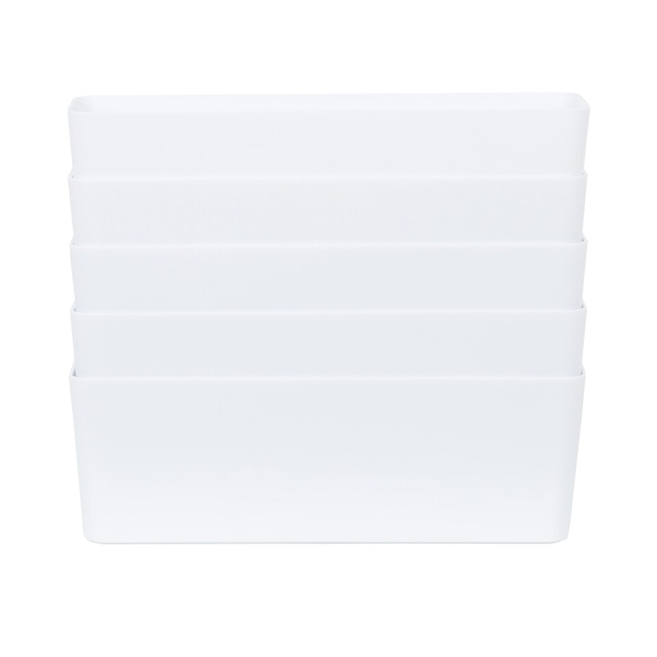 image 1 of Wham Studio 5 x 2L Deep Rectangular Plastic Storage Baskets Ice White Grey