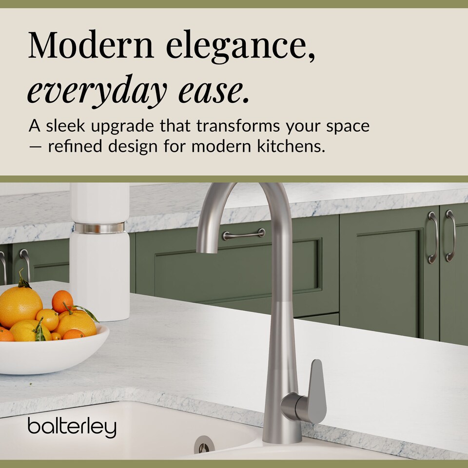 image 1 of Situla Kitchen Mono Mixer Tap Single Lever Brushed Nickel 398mm | Silver | Brushed Nickel | 1