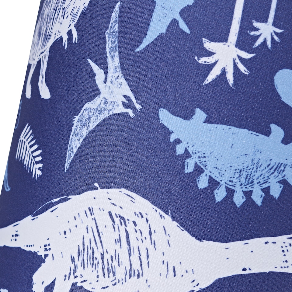 image 1 of Modern and Fun Dinosaur Themed Navy Blue and White Cotton Little Ones Lamp Shade | Blue