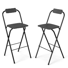 COSTWAY Outdoor Folding Barstools Set of 2 Bar Height Patio Chairs