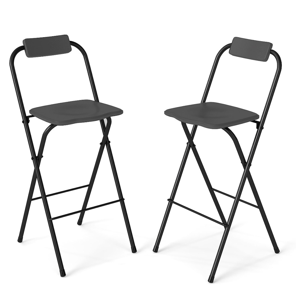 image 1 of COSTWAY Outdoor Folding Barstools Set of 2 Bar Height Patio Chairs
