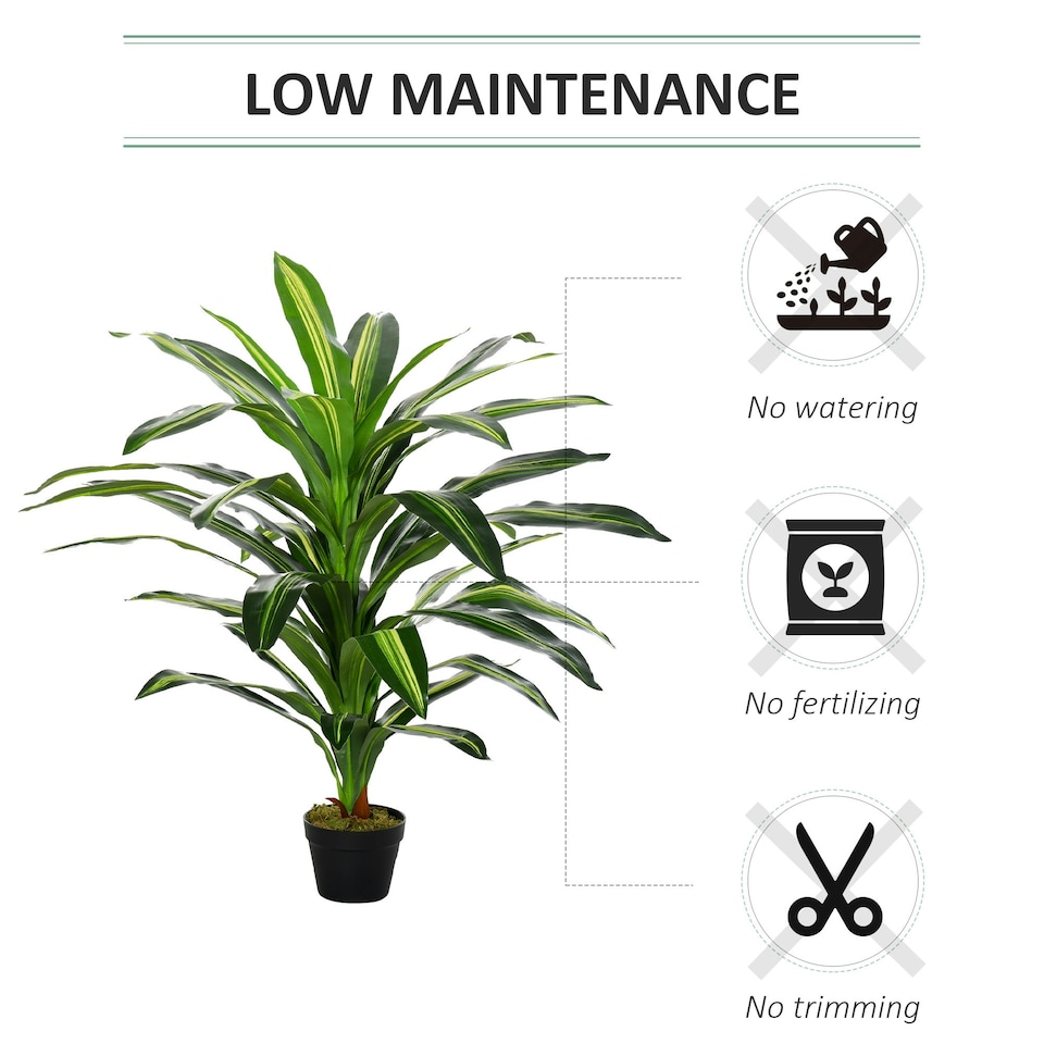 image 1 of Outsunny 110cm/3.6FT Artificial Dracaena Plant Fake Tree Potted Home Office