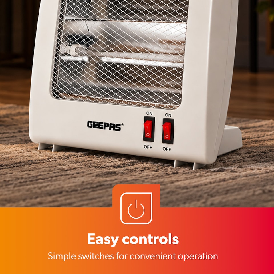 image 1 of GEEPAS Quartz Halogen Heater Portable Room Heater 800W
