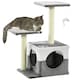 image 6 of PawHut Cat Tree Tower Kitten House Scratching Post with Mouse Toy Grey