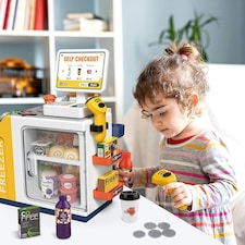 2 in 1 Toy Kitchen Supermarket Set with coffee machine Playset
