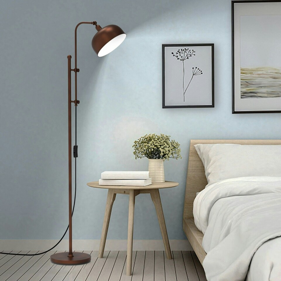 image 1 of COSTWAY Industrial Floor Lamp Metal Free-standing Light Bronze