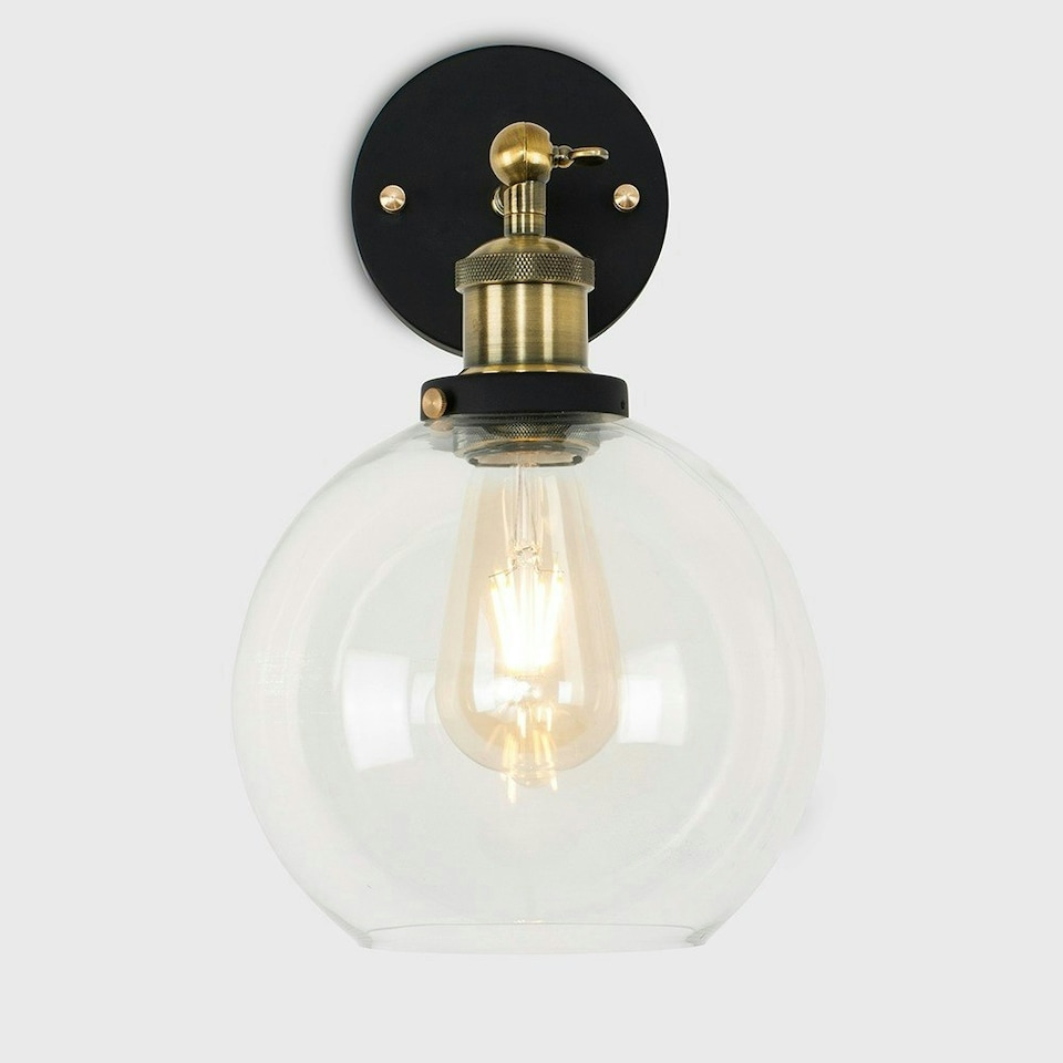 image 1 of ValueLights Sheridan Black Indoor Wall Light and E27 Pear LED 4W Warm White 2700K Bulb