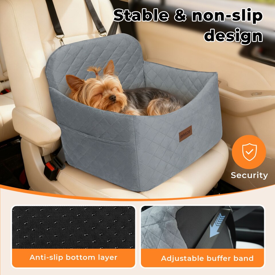 image 1 of Skylos Pet Booster Dog Car Seat Travel Carrier Bed Bag Basket Puppy | Grey | Grey