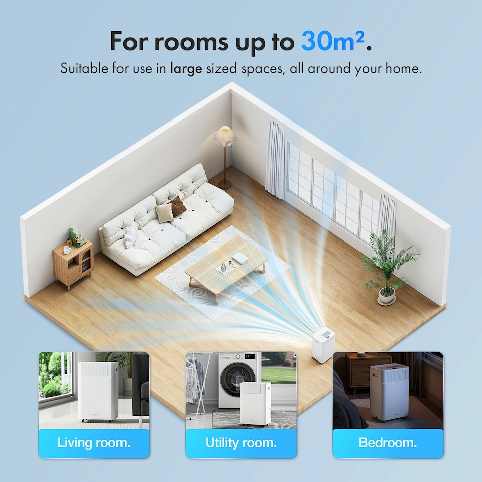 image 1 of VonHaus Dehumidifier 20L/Day, 4.5L Water Tank, With WiFi