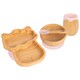 image 1 of Tiny Dining 4pc Bamboo Suction Feeding Set - Llama/Pastel Pink - Divided Non-Slip Bamboo Baby Self-Feeding Dining Weaning Set