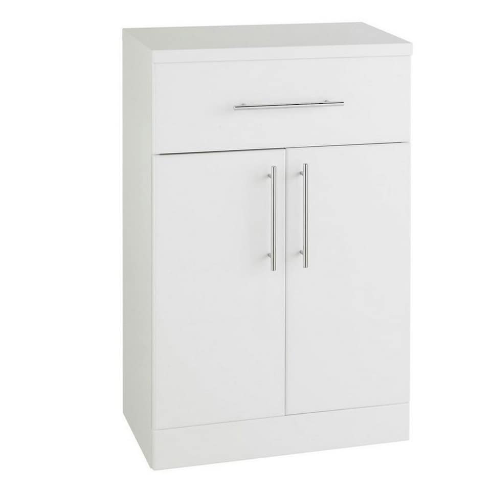 image 1 of Double Door Bathroom Base Unit - Gloss White - (Impact) | White | White | 1