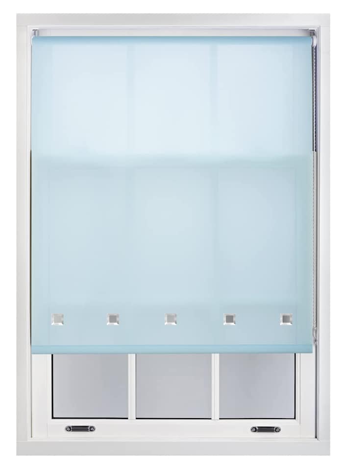 image 1 of FURNISHED Roller Blinds Daylight Square Eyelet Light Filtering Easy Fit Trimmable Window Shade | Blue | Duck Egg Blue
