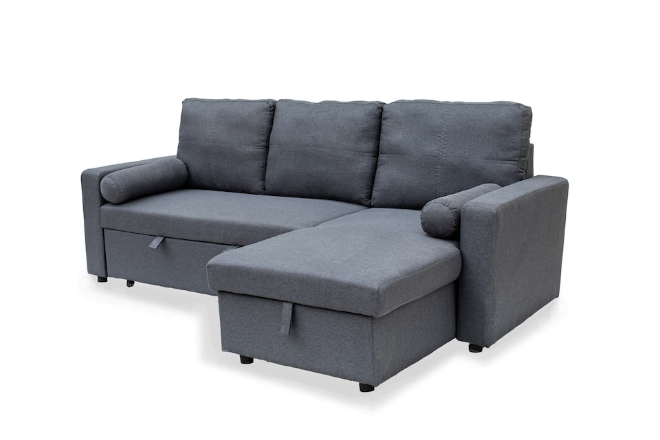 image 1 of Manhattan Grey 3 Seat Corner Sofa Bed Set - Left or Right | Multi | Three Seater