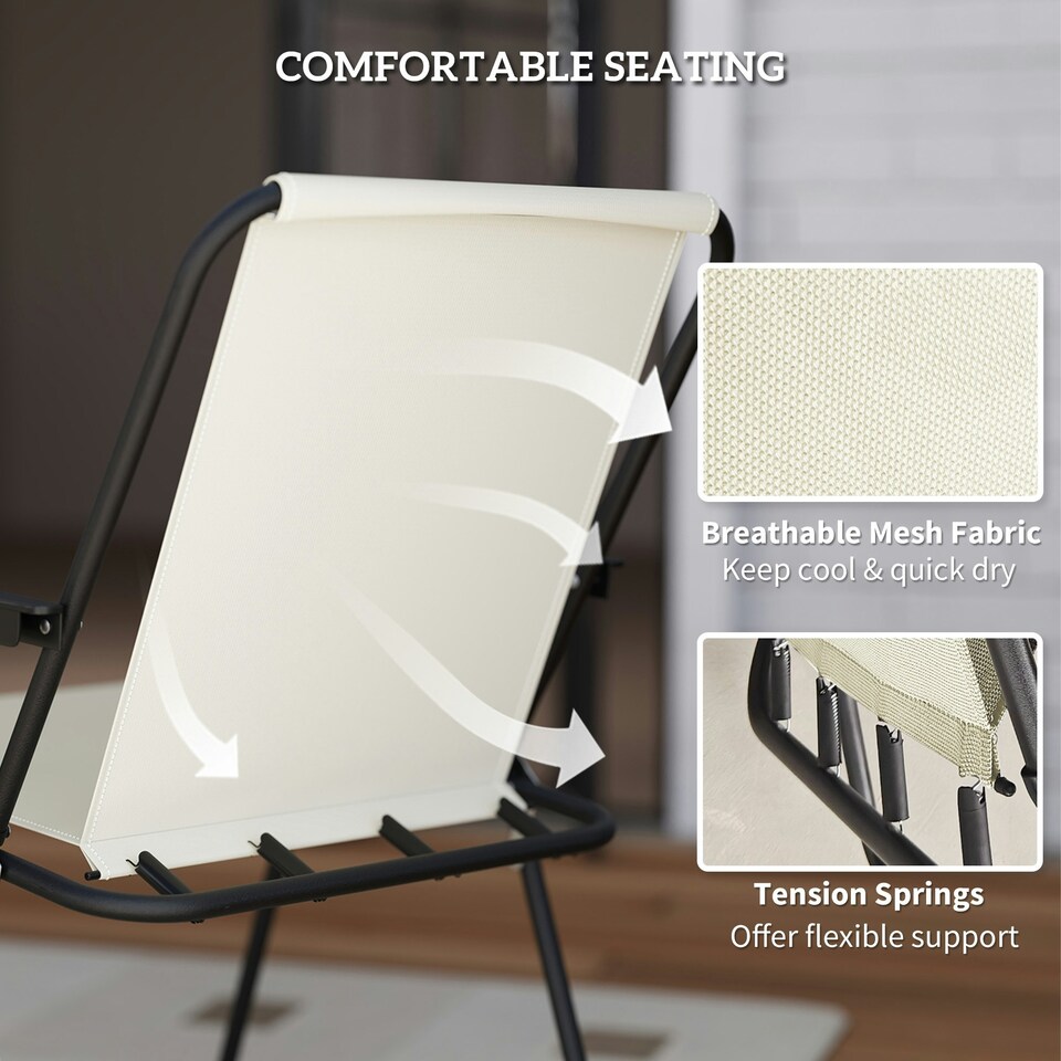 image 1 of Outsunny 6 Pieces Garden Furniture Set with Parasol, Folding Chairs, Cream