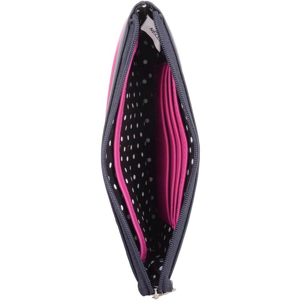 image 1 of Soft Leather RFID Protected Money / Credit Card / Phone Pouch / Purse Pink | Navy/Fuchsia