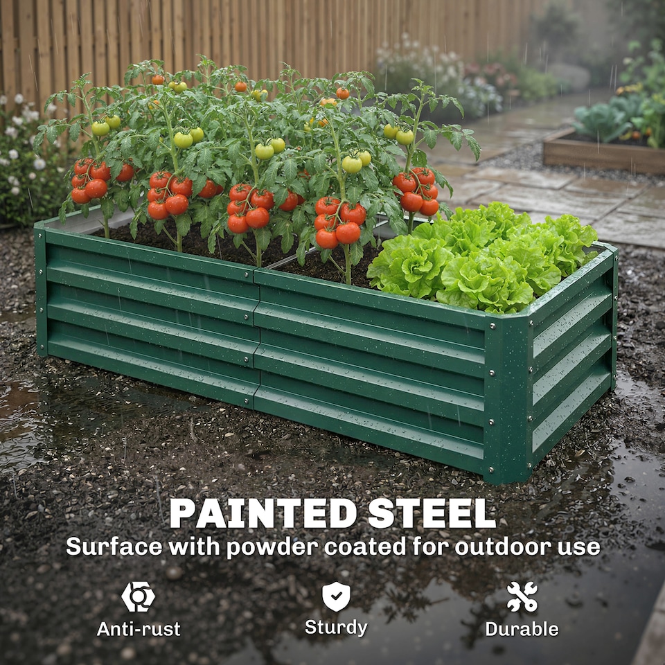 image 1 of Outsunny Raised Garden Bed Elevated Planter Box for Flowers Green