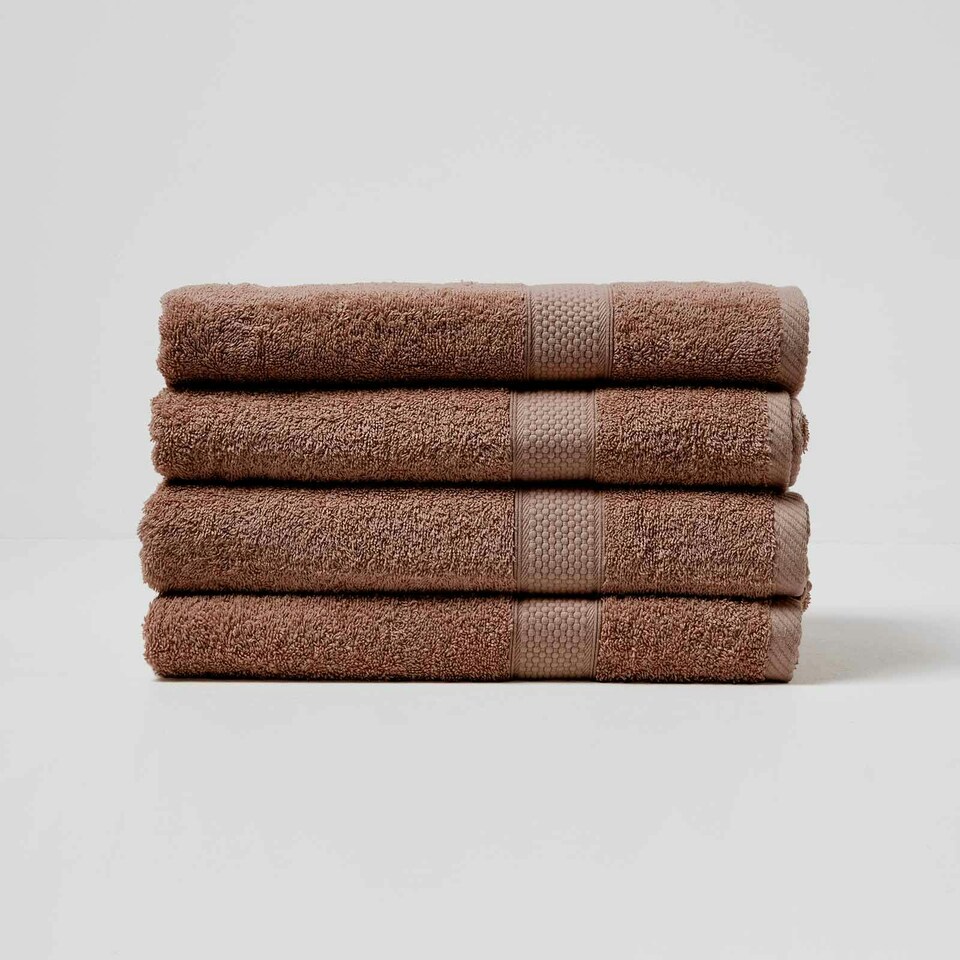 image 1 of Homescapes Turkish Cotton Bath Towel Set of 4 - Chocolate | Brown | Bath towel | 4