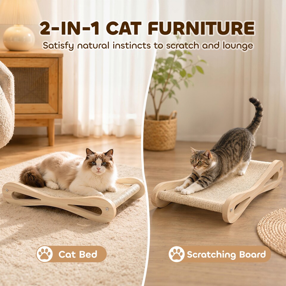 image 1 of PawHut 2 in 1 Sisal Cat Scratcher Bed Cat Scratching Board and Lounger