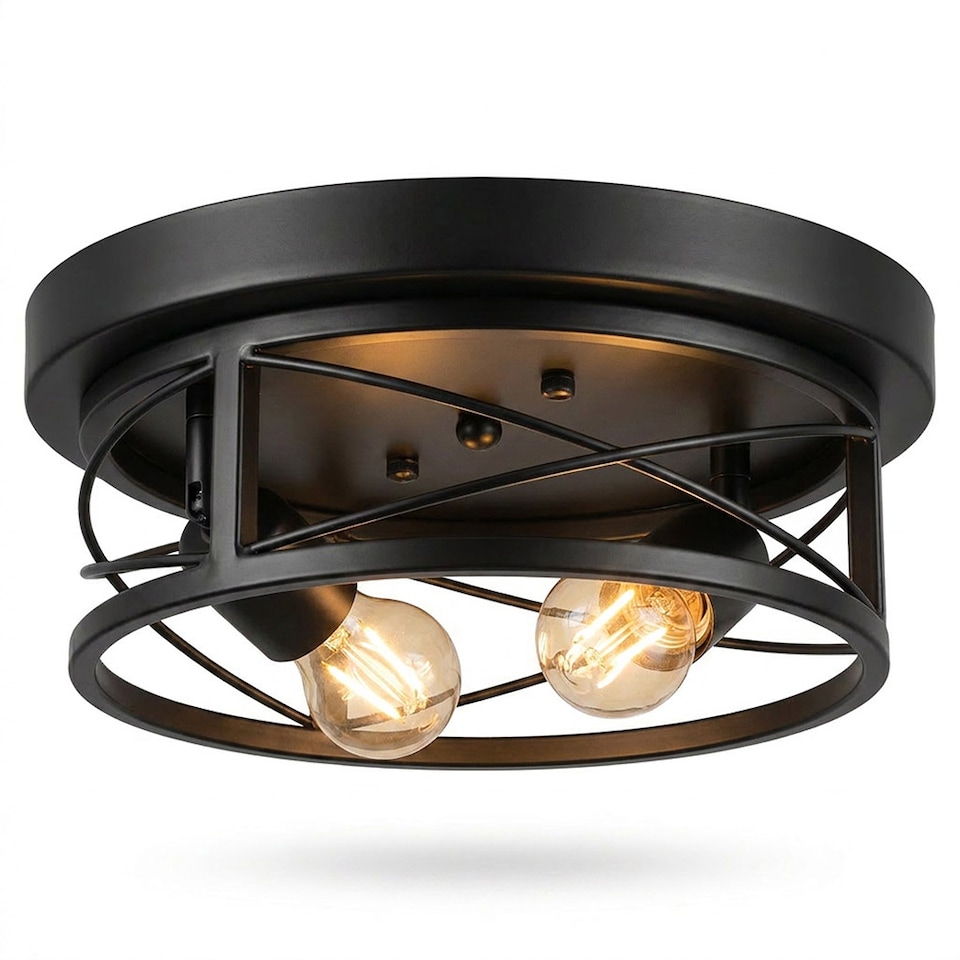 image 1 of Emitto Ceiling Lights E27 Metal Cage 90° Adjustable Heads Kitchen Fixture Black