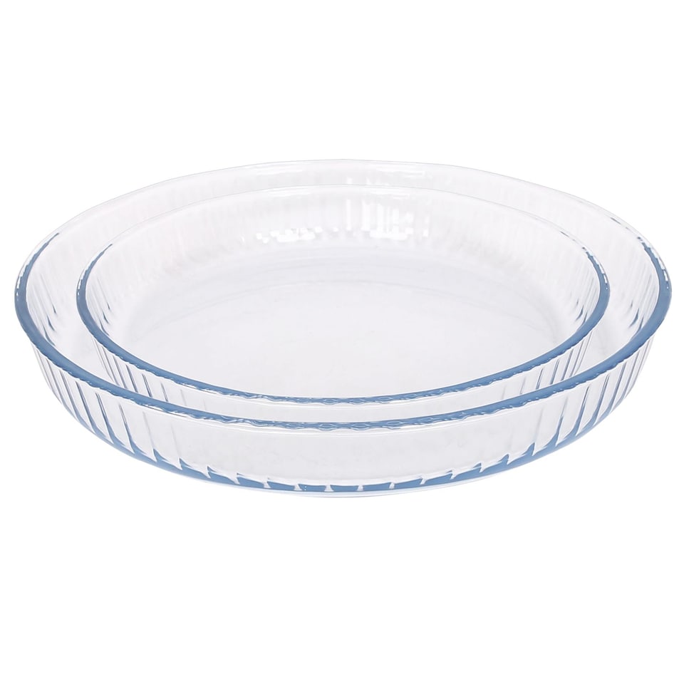 image 1 of Argon Tableware 2pc Optical Round Glass Oven Dish Set - 2 Sizes | Clear | Clear | 2 Sizes