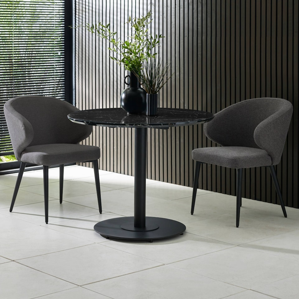 image 1 of Luca 80cm Round Dining Table Black