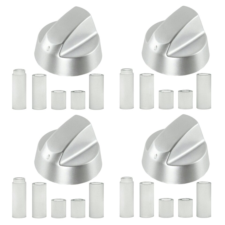 image 1 of SPARES2GO Universal Silver Control Knobs for All Makes and Models of Oven Cooker & Hob (Pack of 4)