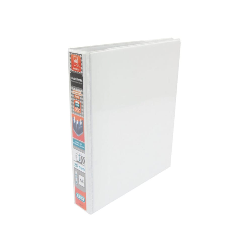 image 1 of Elba Panorama 25mm 2 D-Ring Presentation Binder A5 White (6 Pack) 400008434