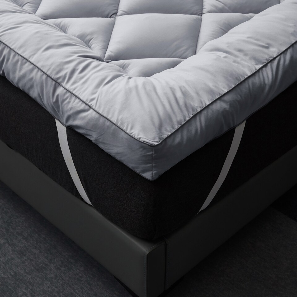 image 1 of Ezysleep 2 Inch Luxurious Shredded Memory Foam Mattress Topper - Soft Microfibre Cover | Grey | Grey