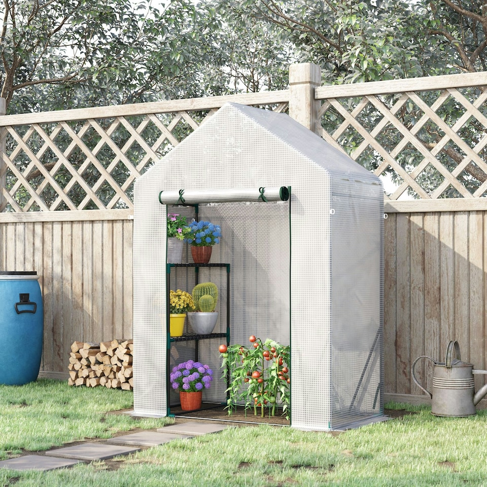 image 1 of Outsunny Greenhouse for Outdoor, Portable Gardening Plant Grow House w/ Shelf