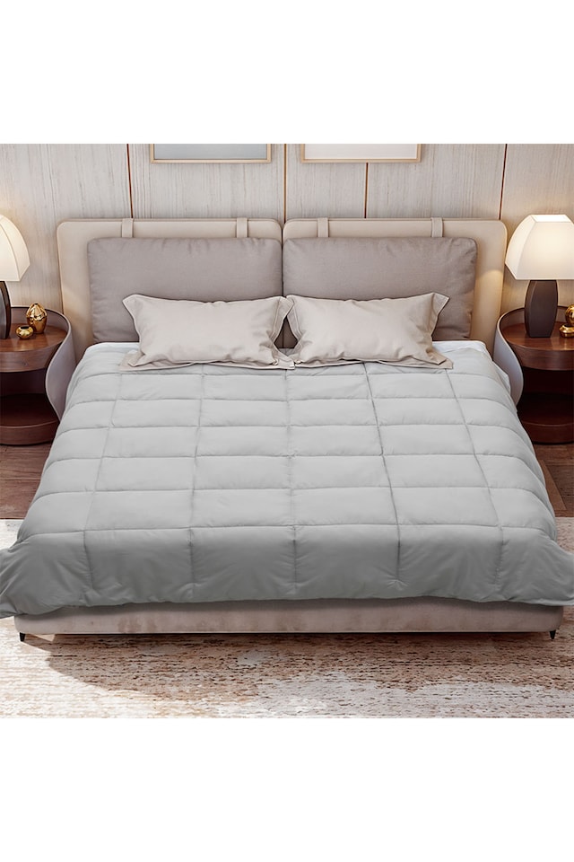 image 1 of Living and Home Alternative Quilted Duvet Insert with Corner Tabs- Double Size, Grey | Grey