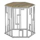 image 1 of Stainless Steel Base Hexagonal Side Table, Natural Onyx Top Small Bedside Table, Contemporary Side Table Cream