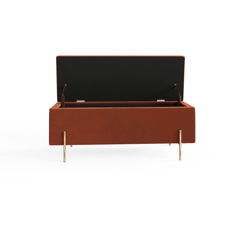 image 1 of Mystica Velvet Storage Ottoman | Orange | Russet