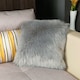 image 3 of Living and Home Square Fluffy Faux Fur Throw Pillow Cover, Grey, 45cm L x 45cm W | Grey