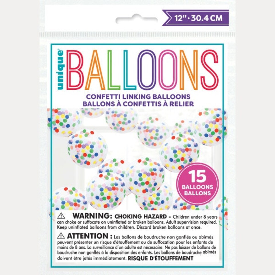 image 1 of 15 Pieces 12" Confetti Latex Balloon Garland Kit