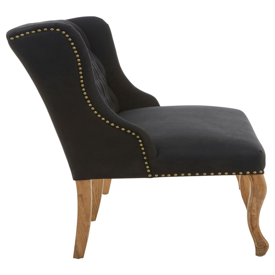 image 1 of Interiors By Premier 2 Seat Black Bench With Cabriole-Style Legs,Luxe Dining Bench,Spacious Patio Settee,Wooden Bench For Bedroom Black