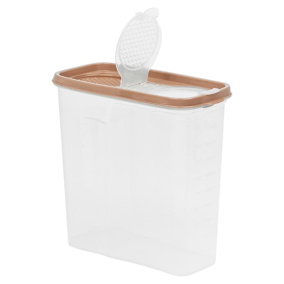 image 1 of Plastic Food Storage Cereal Container Dispenser Airtight Click Lid | Clear | Taupe | 2.5 Litre Taupe | 1