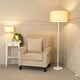image 2 of ValueLights Charlie White Stem Table Lamp Natural Shade & Bulb Cream