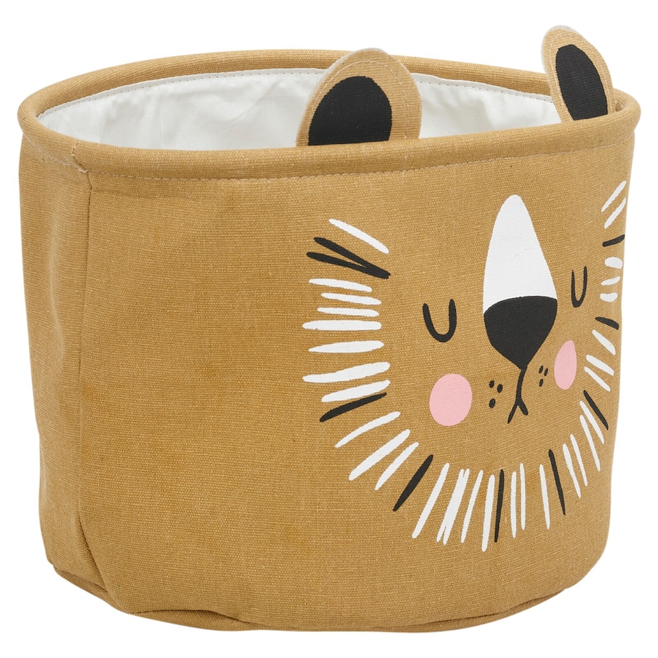 image 1 of 2 Pc Kids Animal Character Storage Baskets Toys Space Saving Organiser Hampers | Gold | Gold Lion