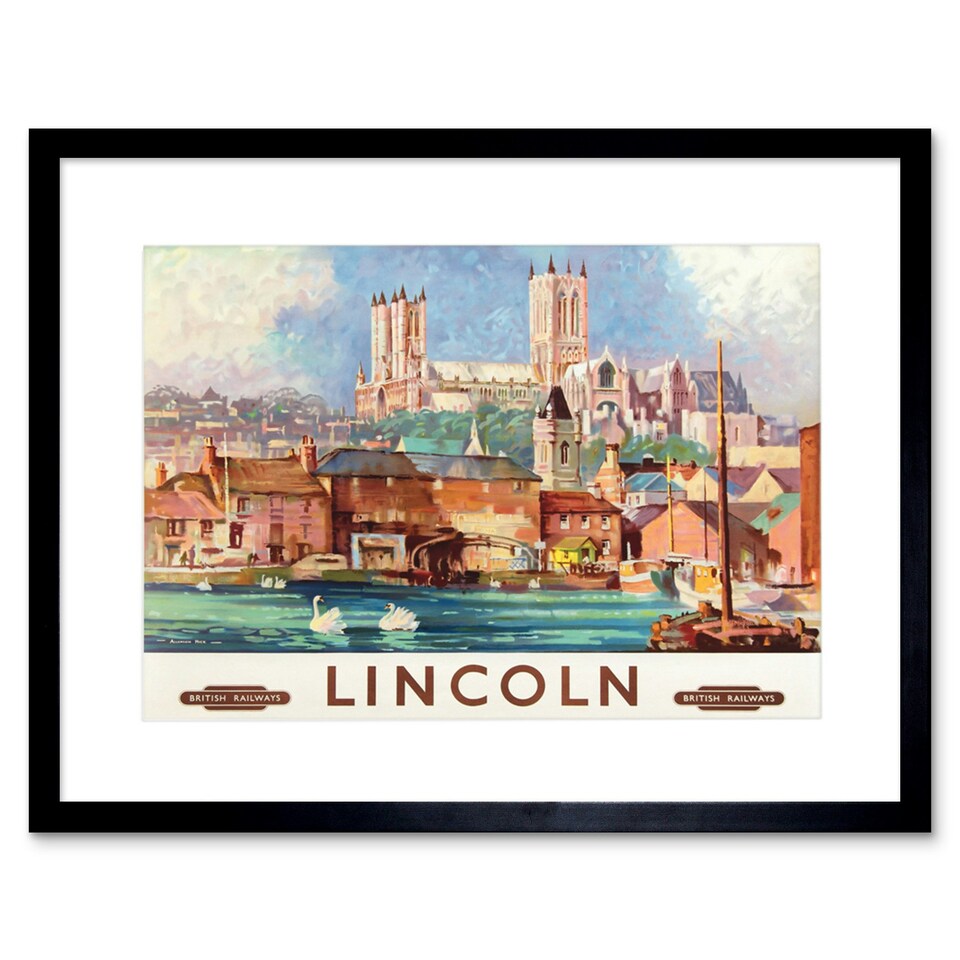 image 1 of Travel Lincoln England British Railwayss 12x16" Framed Wall Art Print