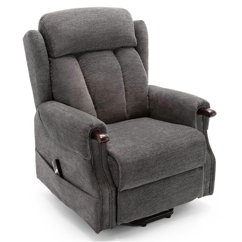 image 1 of Halton Electric Fabric Heavy Duty Single Motor Rise Recliner Lift Mobility Chair (Charcoal)