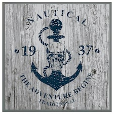 Anchor print on wood (Picture Frame) Grey | S
