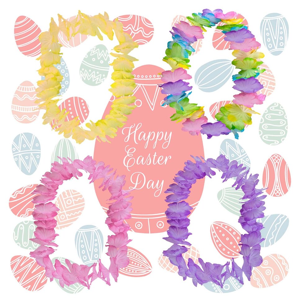 image 1 of PMS Easter Leis Pack of 4 - Multicolour Plush 53cm x 12cm