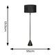 image 3 of ValueLights Mitch Black Fabric Drum Lamp Shade Black Wood Single Stem Triangle Floor Lamp Black
