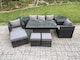 image 2 of Fimous Wicker PE Rattan Garden Furniture Sofa Set Outdoor Adjustable Rising Lifting Dining Table Set with Armchairs 2 Side Tables 3 Footstools 8 Seater Dark Grey Mixed