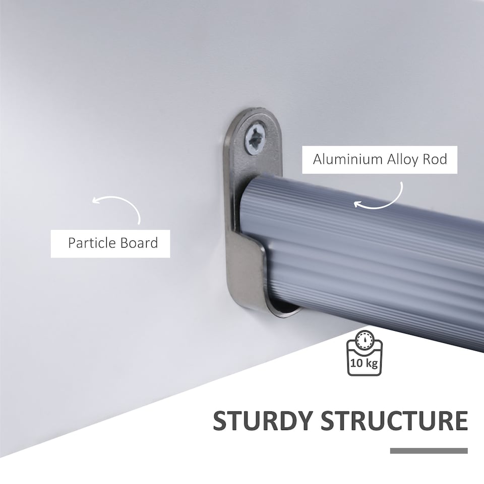 image 1 of HOMCOM Wall Mounted Coat Hanger Hooks Rack Stand Hallway Coat Rack Rail & Storage Shelf Hanging Coat Organizer (White)