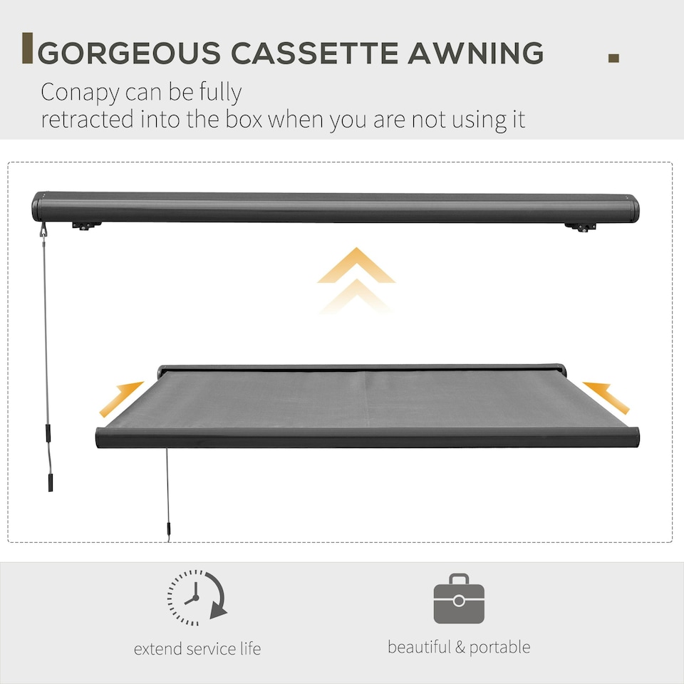 image 1 of Outsunny DIY Retractable Canopy with Remote Controller for Patio, Grey