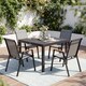 image 4 of COSTWAY Outdoor Dining Chairs Set of 4 Stackable Breathable Fabric