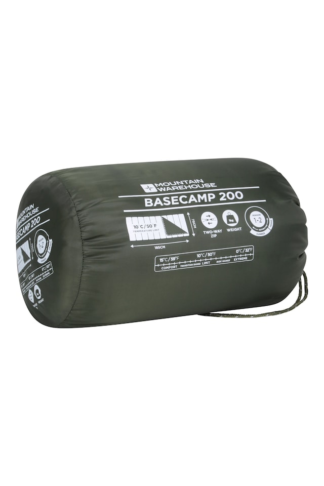 image 1 of Mountain Warehouse Basecamp 200 Square Sleeping Bag Insulated 1-2 Season Camping Bed